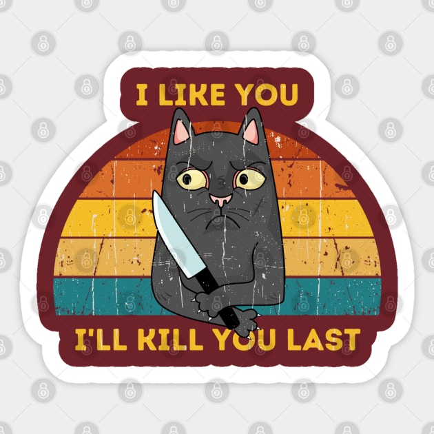 Spooky Lockdown Cat Sticker by Draw One Last Breath Horror 